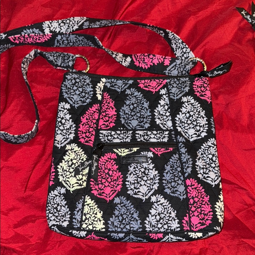 Vera Bradley Black and Pink Floral Crossbody Bag